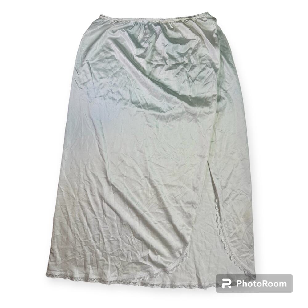 Warner's VTG Women's Large 31" Length Nylon White Midi Skirt Slip Lace *READ